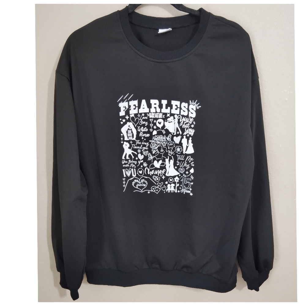 Fearless Graphic Black Album Cover Sweater Size Large As - Picture 1 of 4